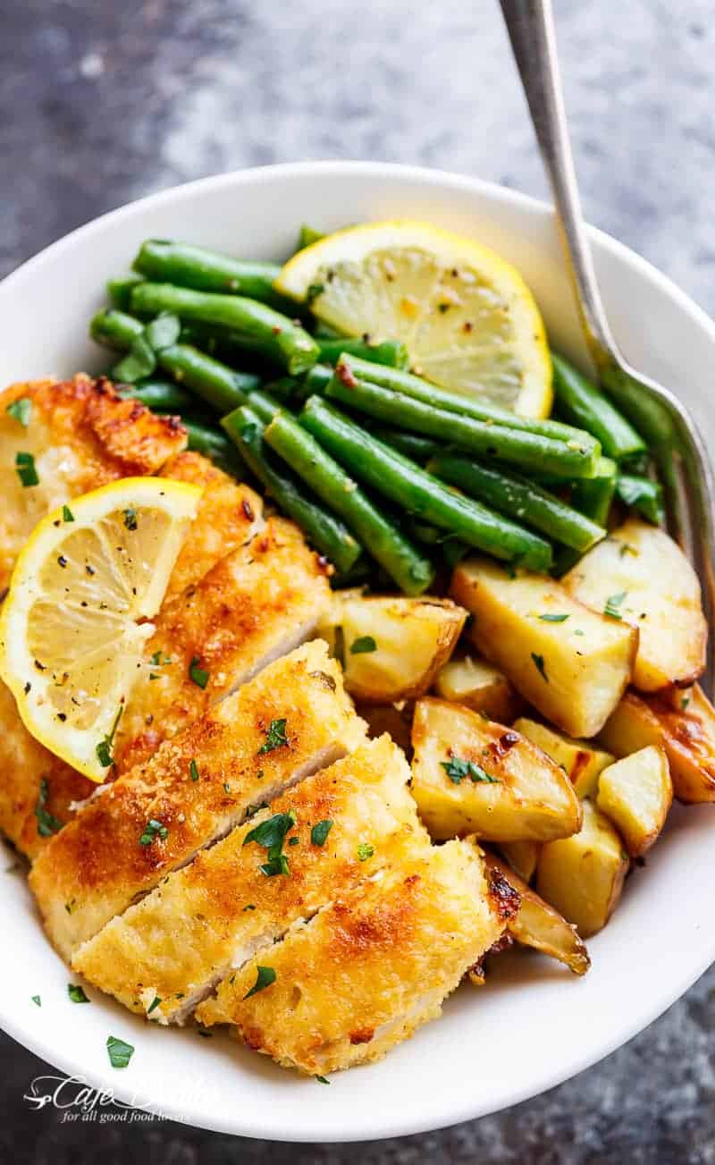 Oven baked and CRISPY Sheet Pan Lemon Parmesan Garlic Chicken  Sheet Pan Lemon Parmesan Garlic Chicken  Veggies