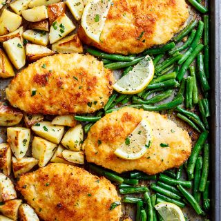 Crispy Parmesan Baked Chicken with Veggies (Milanese)