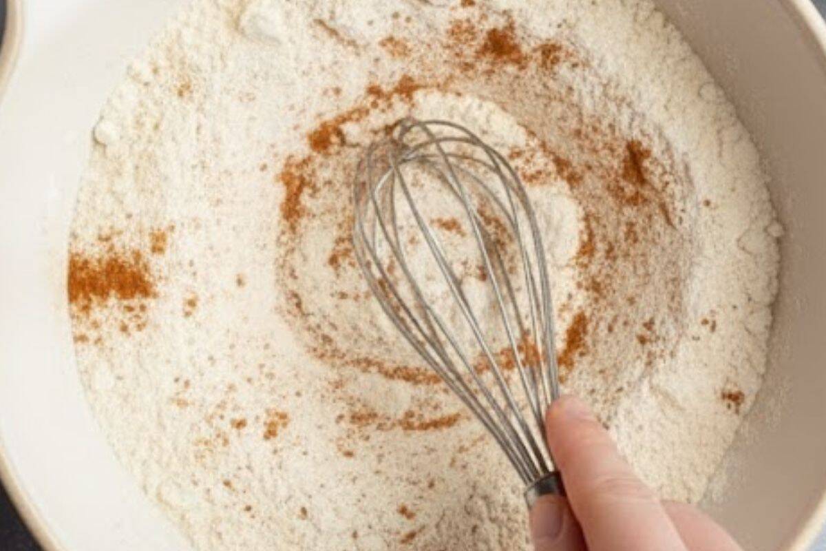 Create a small well in the center of the dry mixture to make room for the wet ingredients.