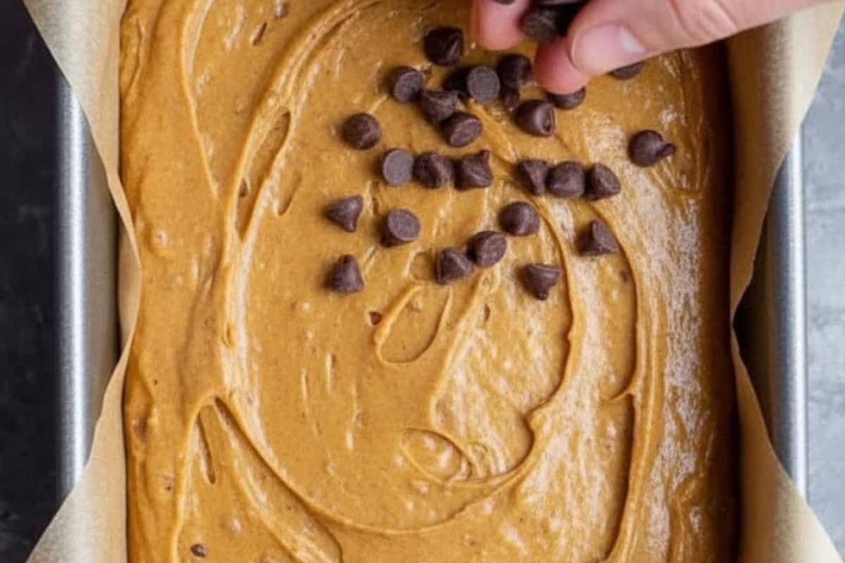 Sprinkle a few extra chocolate chips over the batter