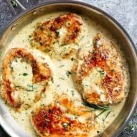 Quick And Easy Creamy Herb Chicken, filled with so much flavour, ready and on your table in 15 minutes! You won't believe how easy this is! | http://cafedelites.com