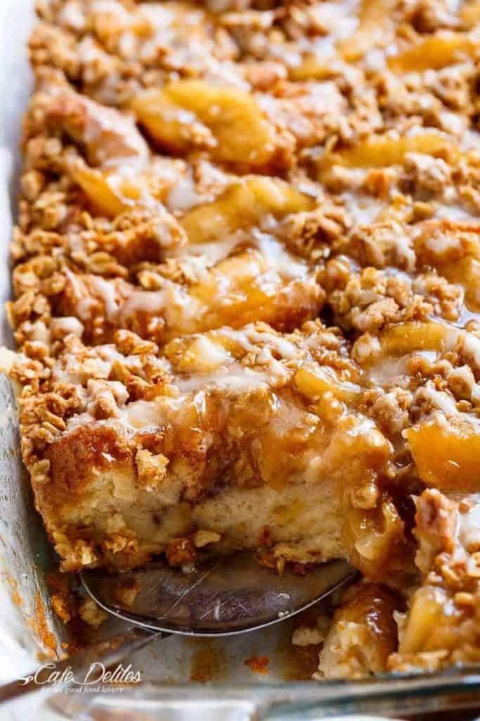 TWO desserts collide into one irresistible breakfast with this Apple Pie French Toast Bake! This casserole, also known as bread pudding, is a family favourite breakfast!