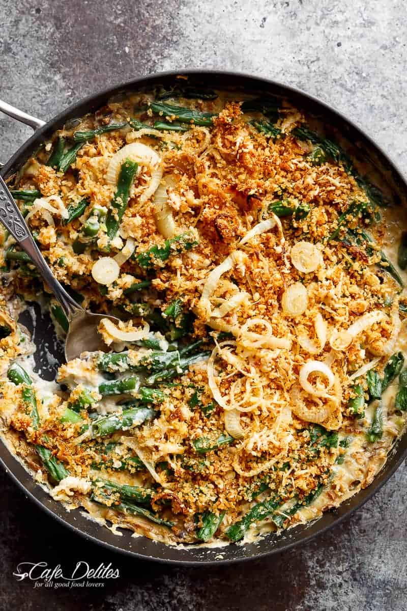 An easy to make Green Bean Casserole smothered in a rich and creamy mushroom sauce Stove Top Green Bean Casserole