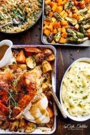 One Pan Juicy Herb Roasted Turkey & Potatoes With Gravy - Cafe Delites