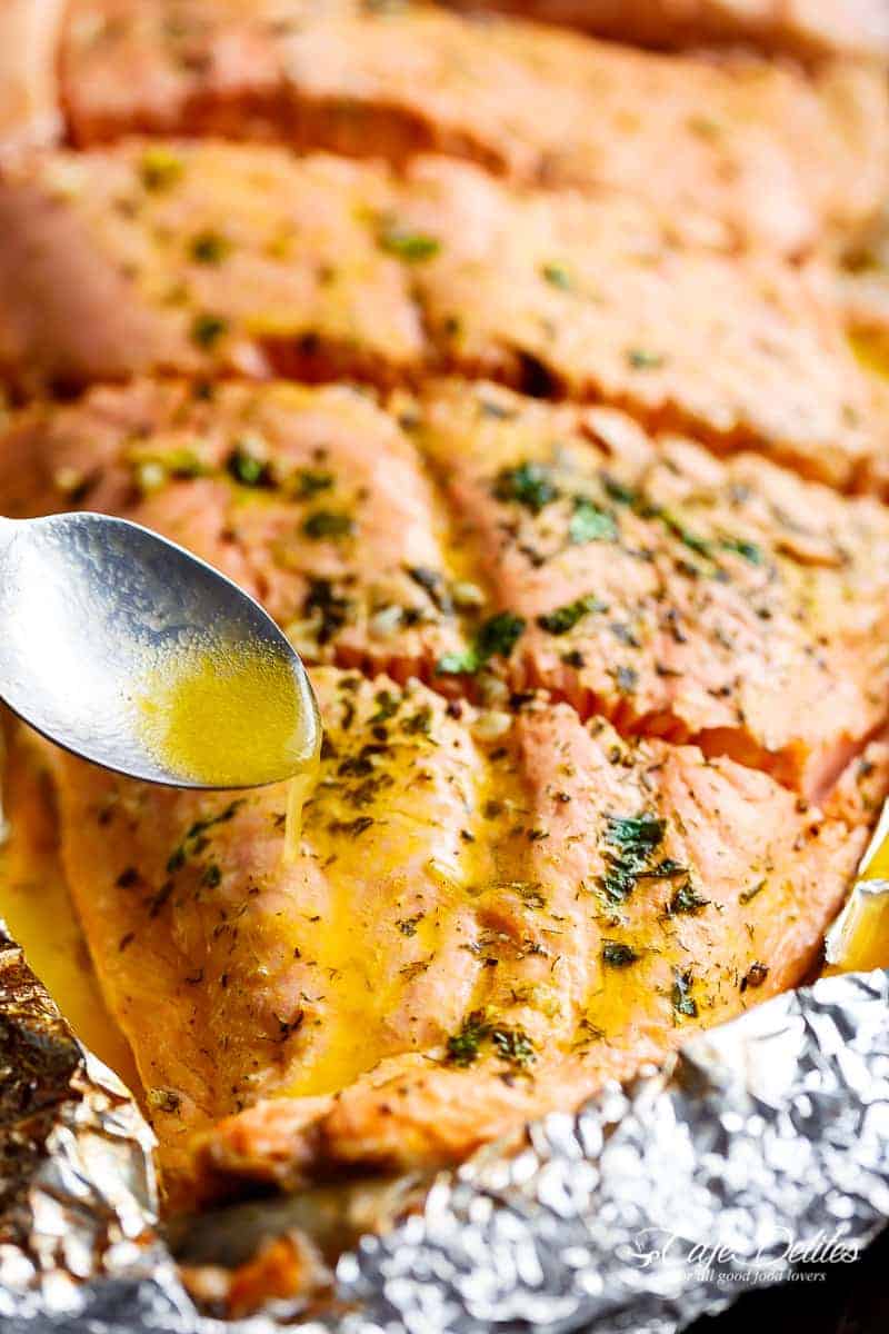 Lemon Butter Garlic Salmon | https://cafedelites.com