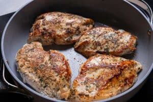 chicken breasts until opaque and no longer pink inside.