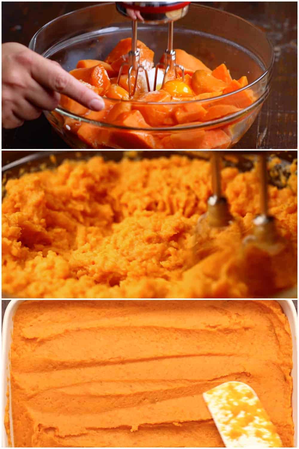 Sweet Potato Casserole with a tricks to cook your sweet potatoes in a QUARTER amount of time for last minute preparation! | cafedelites.com