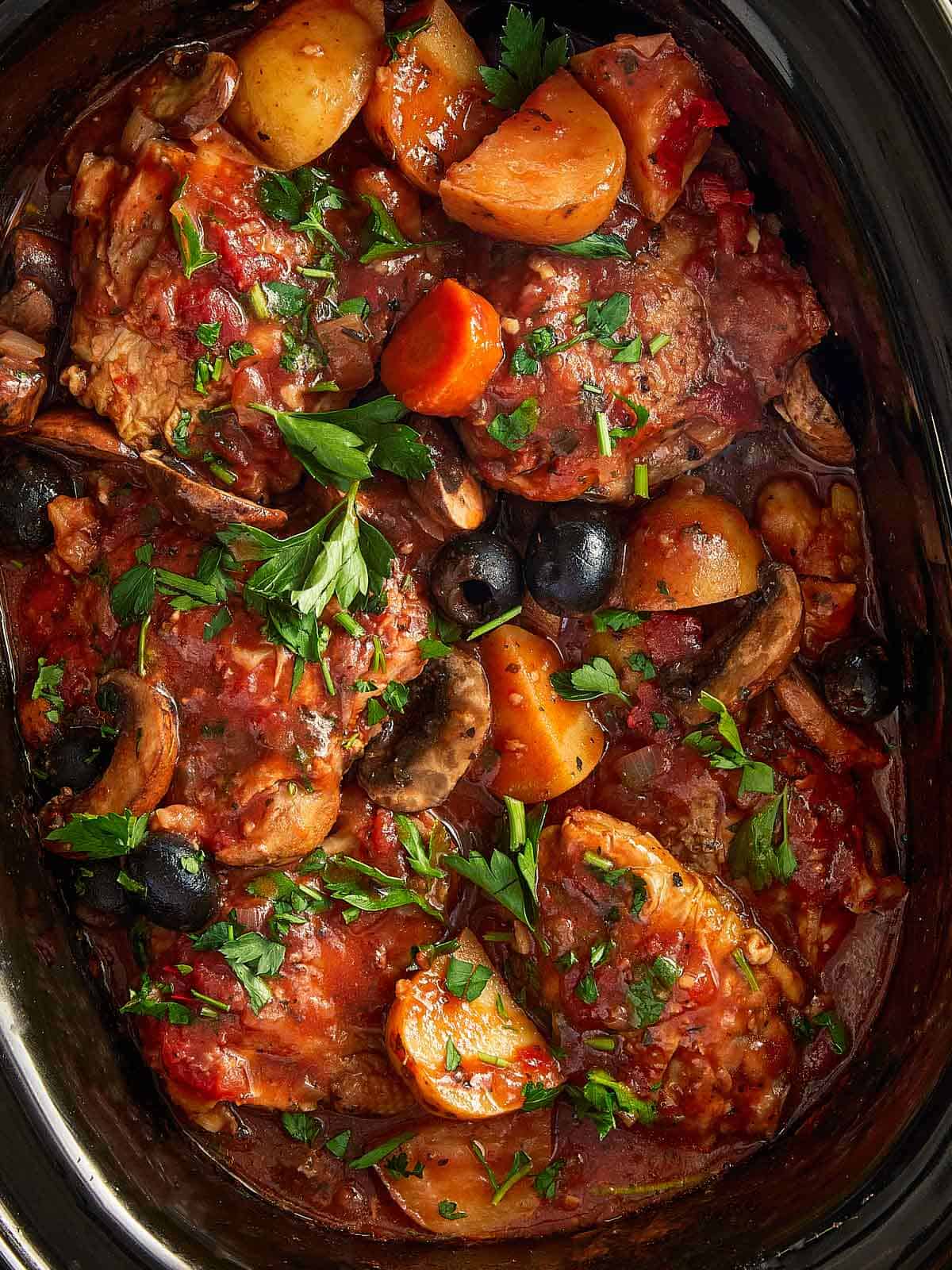 Close view of Slow Cooker Cacciatore