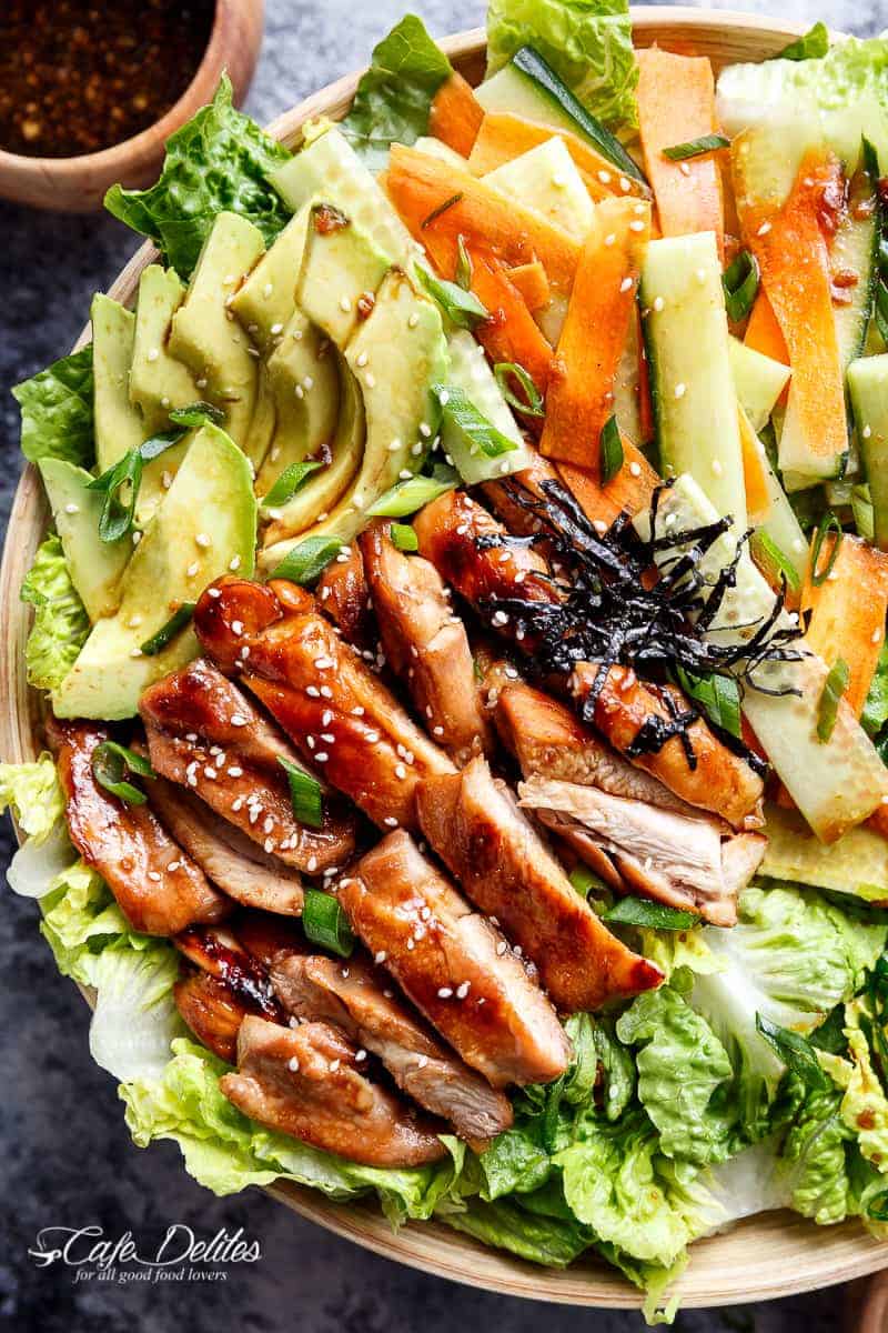 Teriyaki Glazed Chicken Salad | https://cafedelites.com