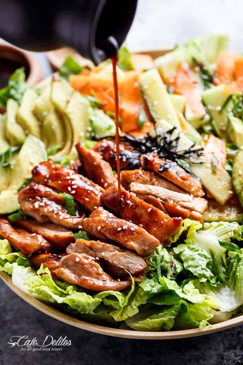 Teriyaki Glazed Chicken Salad | https://cafedelites.com