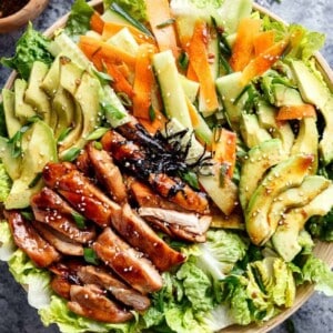 Teriyaki Glazed Chicken Salad on a plater