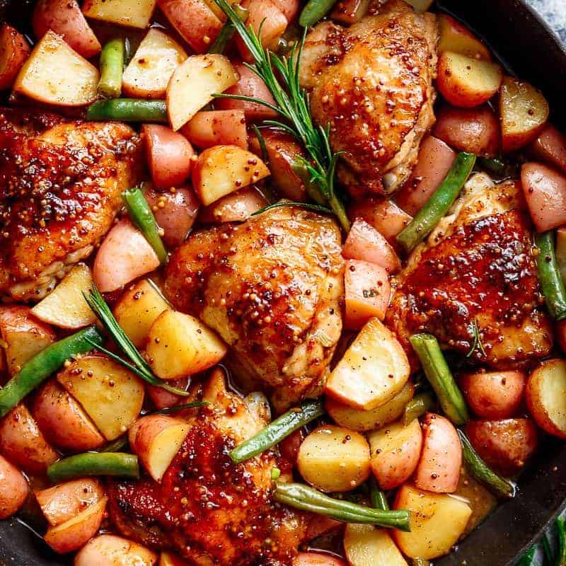 Honey Mustard Chicken And Potatoes (One Pan) - Cafe Delites