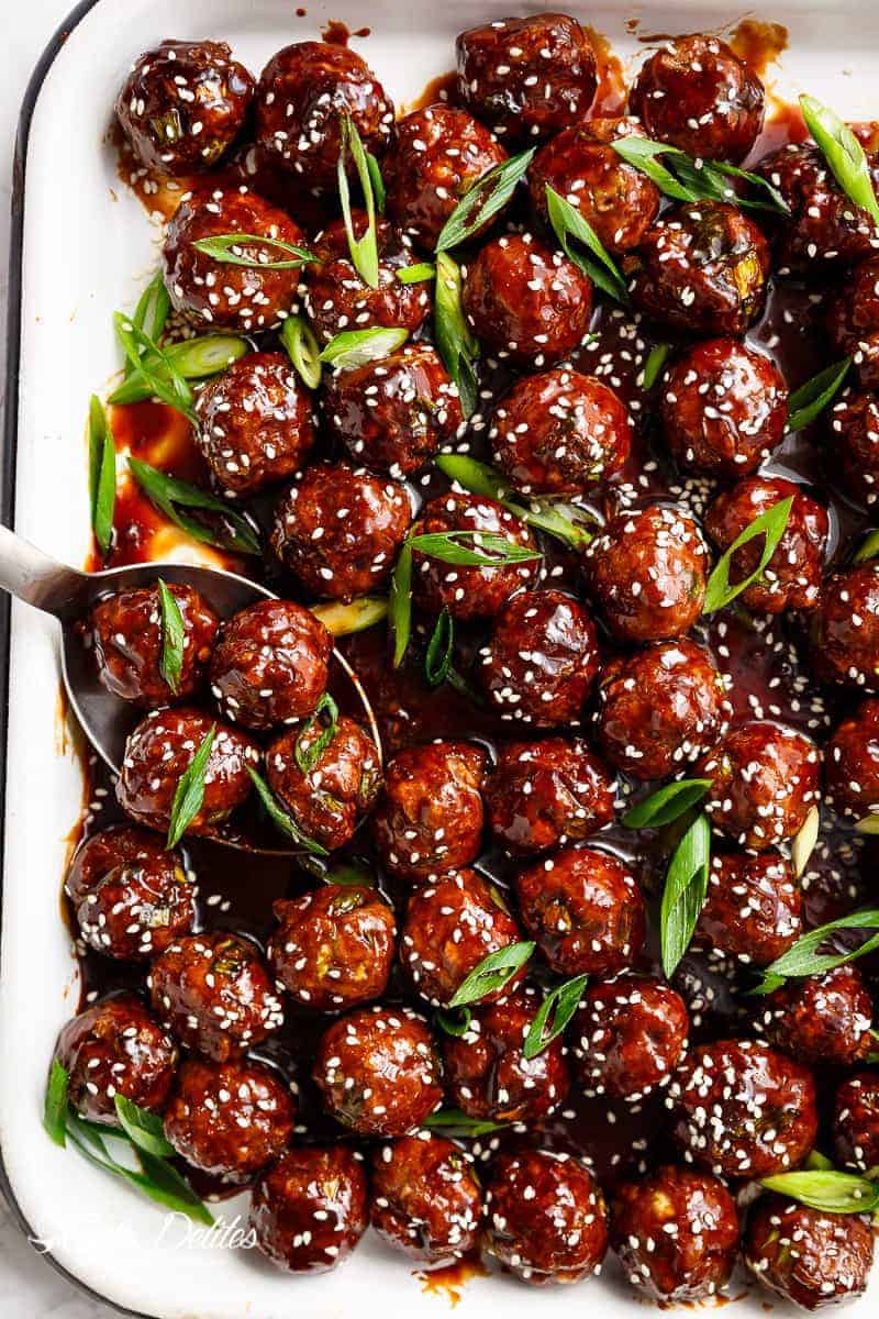 Tender Mongolian Glazed Meatballs are not only FILLED with Asian flavour  Mongolian Glazed Meatballs