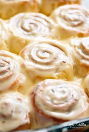 Quick Soft Cinnamon Rolls with a cream cheese glaze are super fluffy and light with a simple homemade dough, and a quick method to get baking!