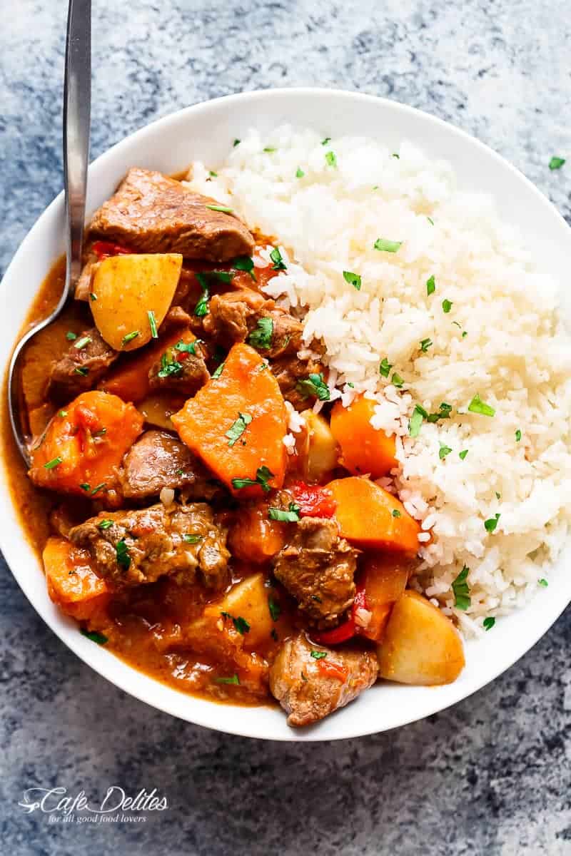 Slow Cooker Beef & Sweet Potato Stew - Cafe Delites