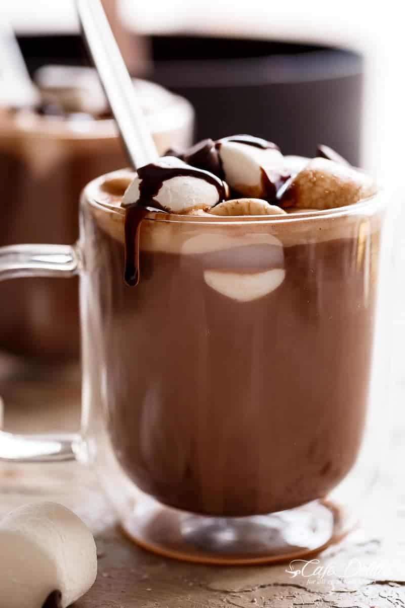 This Special Ingredient Hot Chocolate is so decadently rich and creamy, they'll be begging you for your secret! And half the calories! | http://cafedelites.com