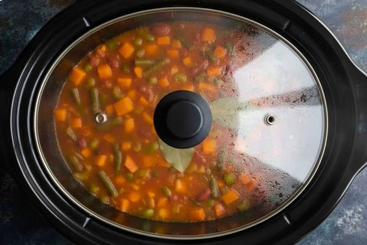 Cover and cook on low for 6–8 hours or high for 3–4 hours, until the vegetables are tender.