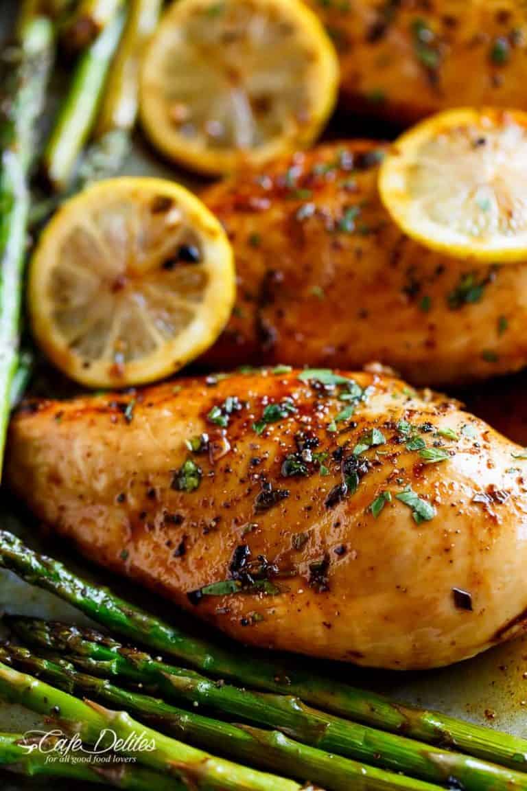 One Pan Honey Lemon Chicken Asparagus - Cafe Delites