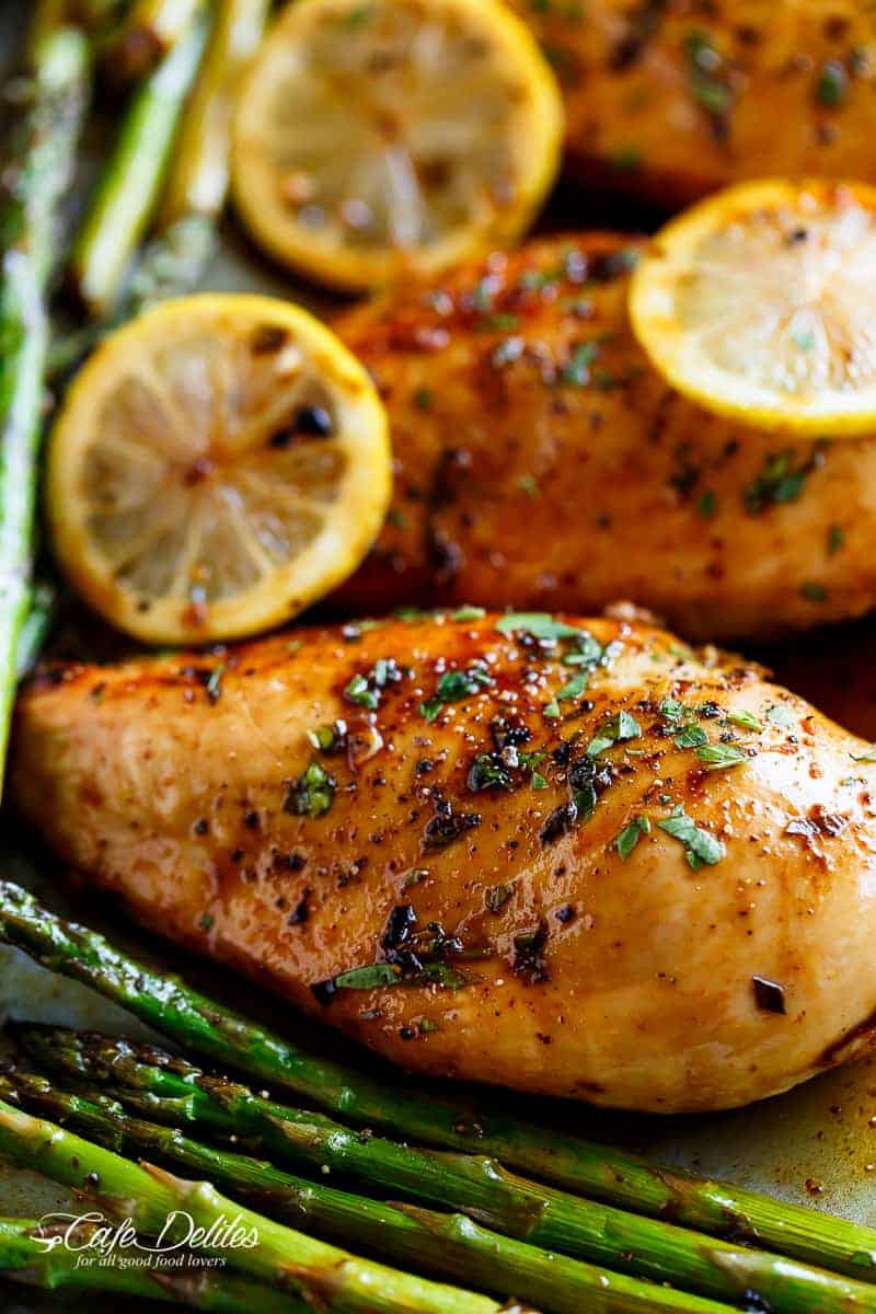 One Pan Honey Lemon Chicken Asparagus is THE ultimate sheet pan meal One Pan Honey Lemon Chicken Asparagus