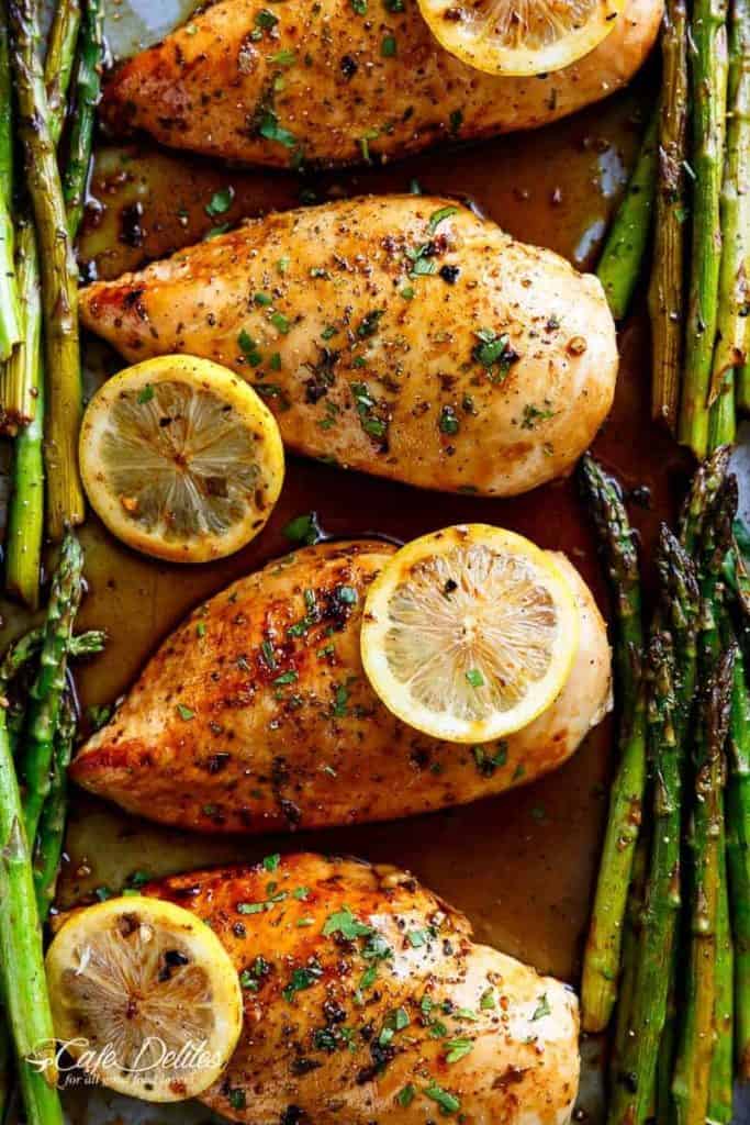 One Pan Honey Lemon Chicken Asparagus - Cafe Delites