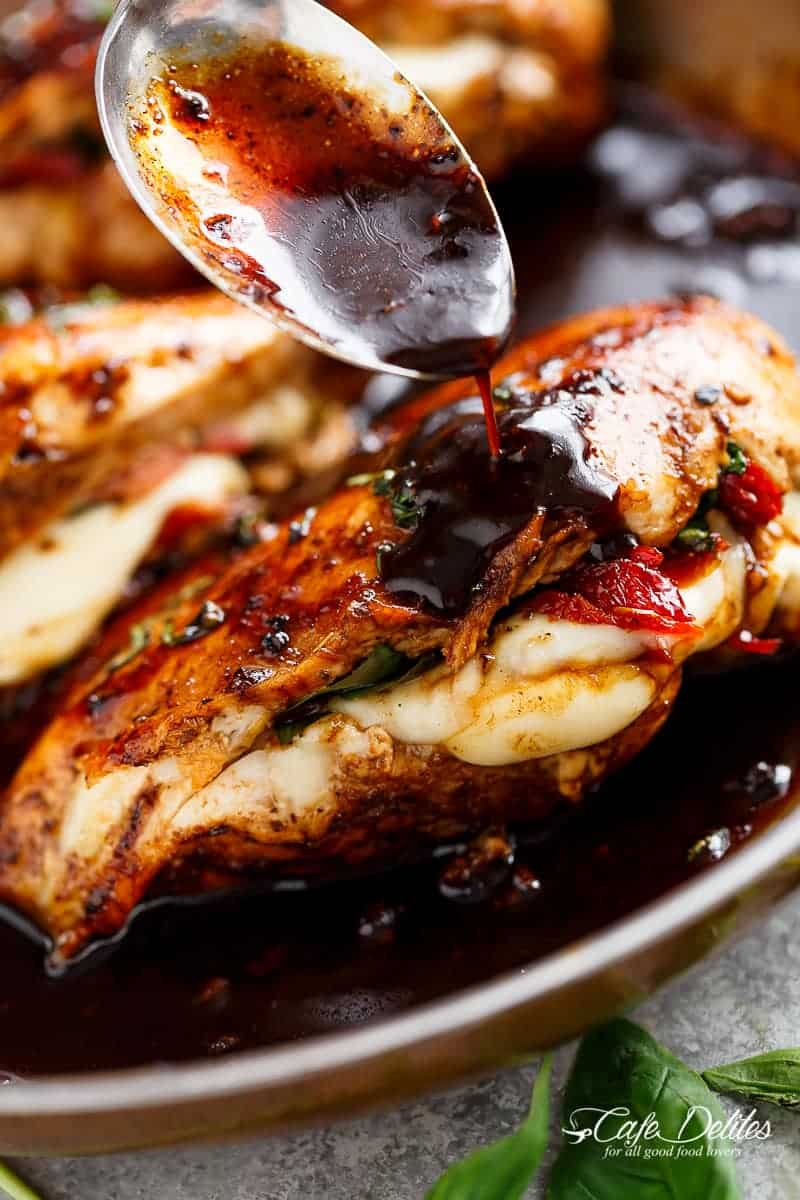 Caprese Stuffed Balsamic Chicken is a twist on Caprese Caprese Stuffed Balsamic Chicken