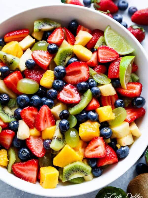 Honey Lime Fruit Salad in a bowl