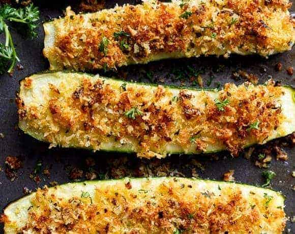 Parmesan Crusted Zucchini are easy to make and are one of THE best ways to enjoy zucchini! Crispy and crunchy, the perfect side dish OR snack! | https://cafedelites.com