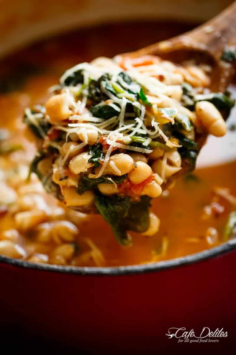 Minute White Bean Soup with Parmesan and Spinach is ready in  10-Minute White Bean Soup with Parmesan