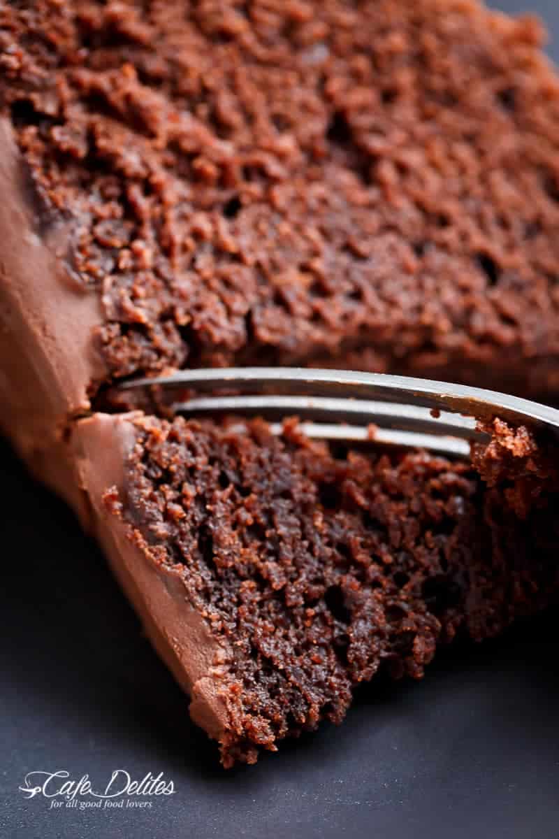 The most amazing, ONE BOWL, BEST Fudgy Chocolate Cake is so rich and decadent, with the perfect balance of fluffy and fudgy![br] An ORIGINAL Cafe Delites RECIPE! | https://cafedelites.com