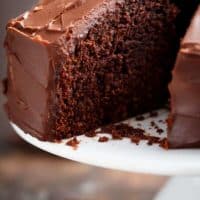 A huge slice of Fudgy Chocolate Cake