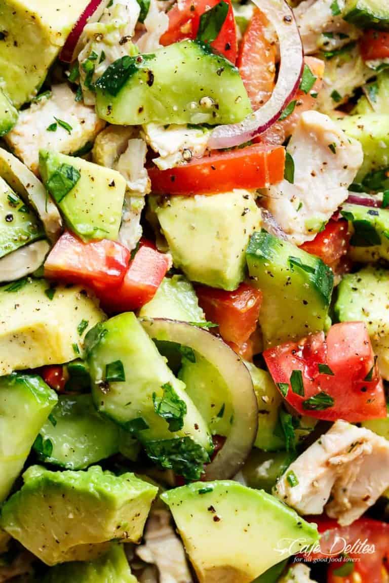 Chicken Cucumber Avocado Salad (NO COOK) - Cafe Delites