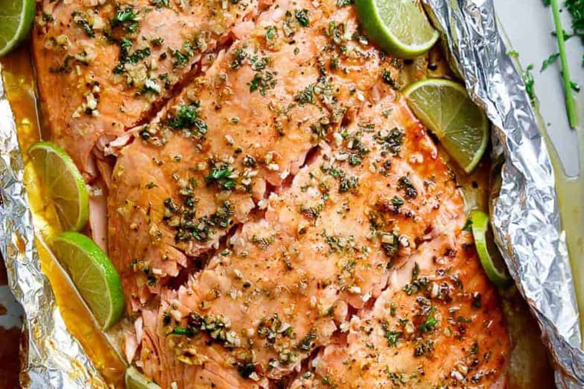 Close-up shot of Honey Lime Salmon.