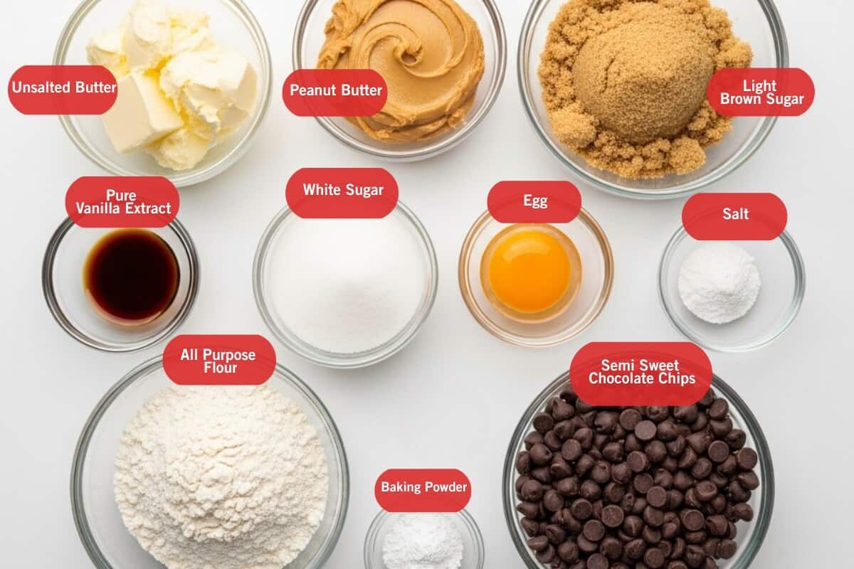 ingredients for soft peanut butter cookies