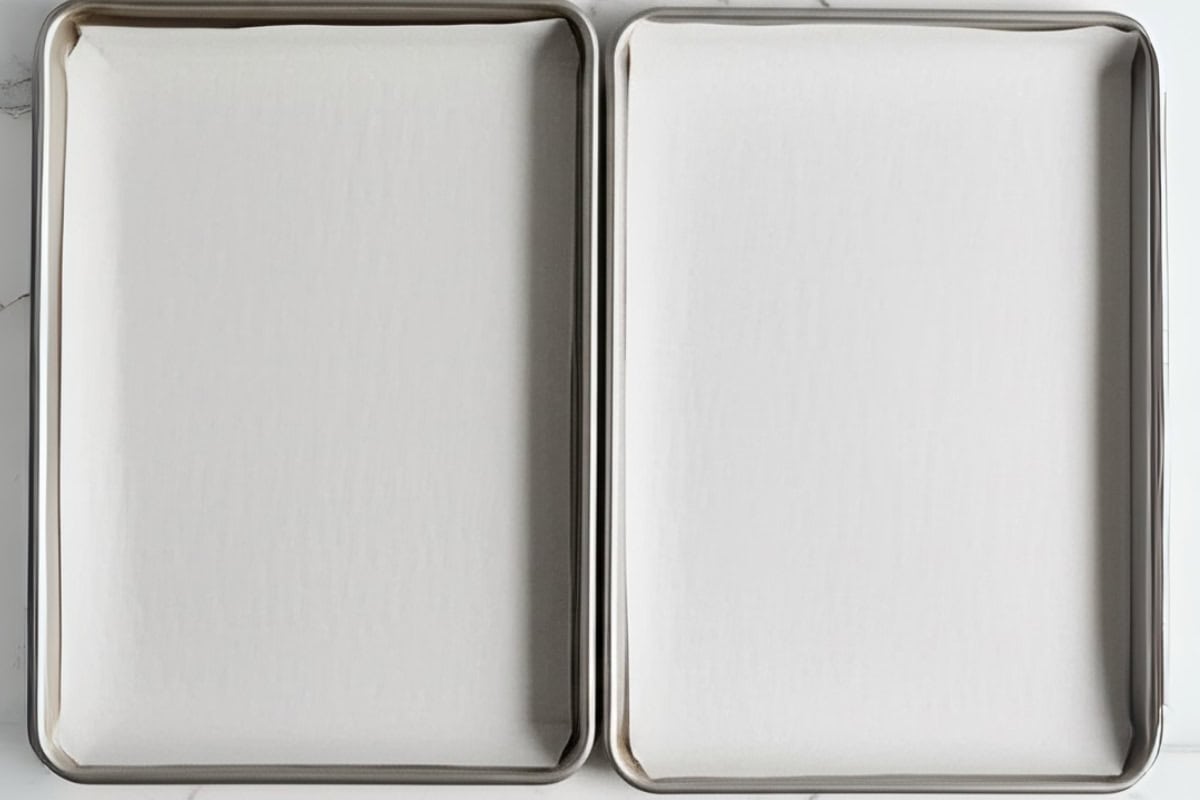 line two large baking sheets with parchment paper
