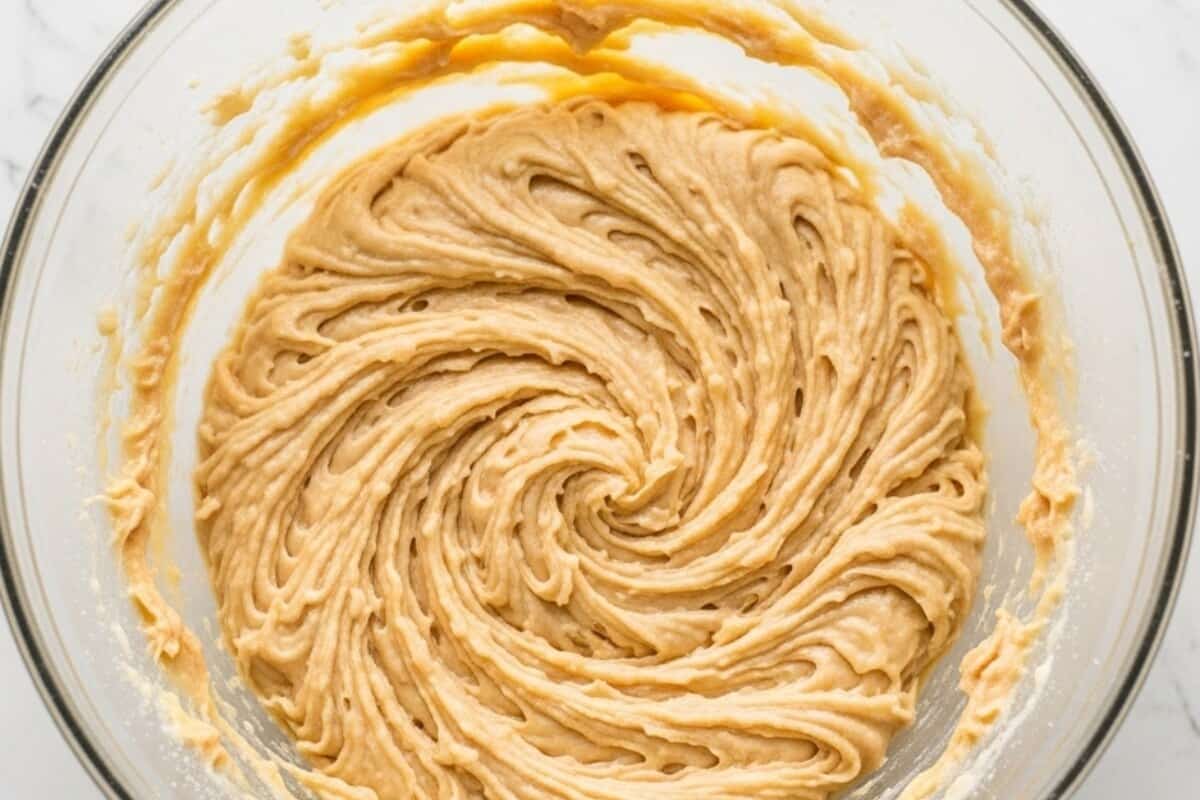 beat butter and peanut butter until creamy. add white and brown sugar and vanilla extract and beat again until combined.