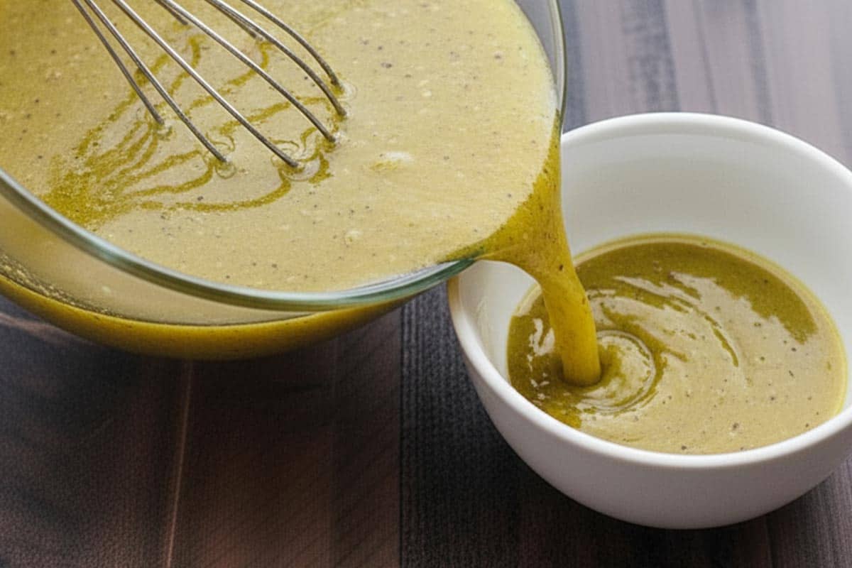 Pouring half the mixture to another bowl.