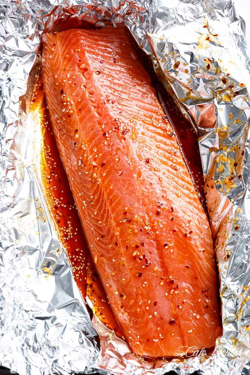 Easy Honey Sesame Salmon In Foil - Cafe Delites