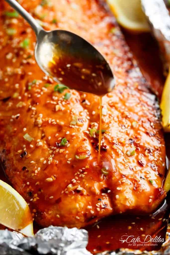 Easy Honey Sesame Salmon In Foil - Cafe Delites
