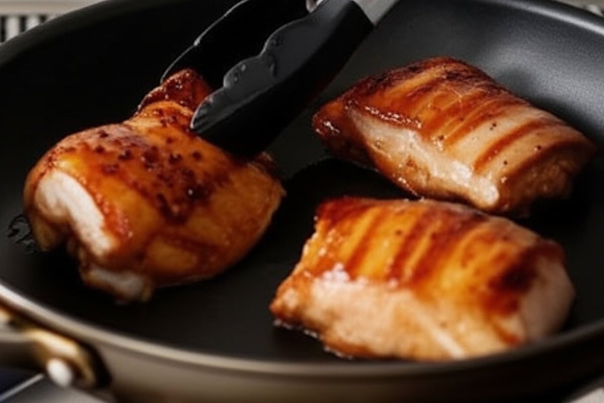 Sear 3 chicken thighs at a time