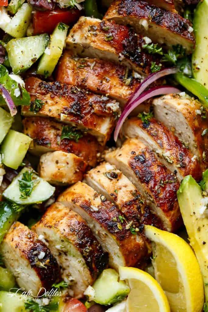 Loaded Greek Chicken Avocado Salad - Cafe Delites