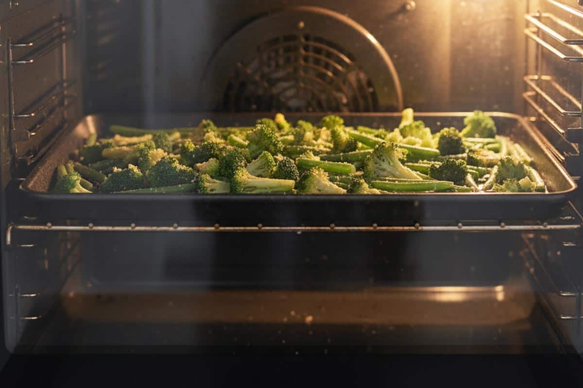 Placed the tray in the oven.