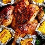 Bring your favourite Nando's chicken to the table with this Portuguese BBQ Peri Peri Chicken Recipe! PLUS the addition of juicy corn cobs in foil packets are charred for added flavour. | https://cafedelites.com