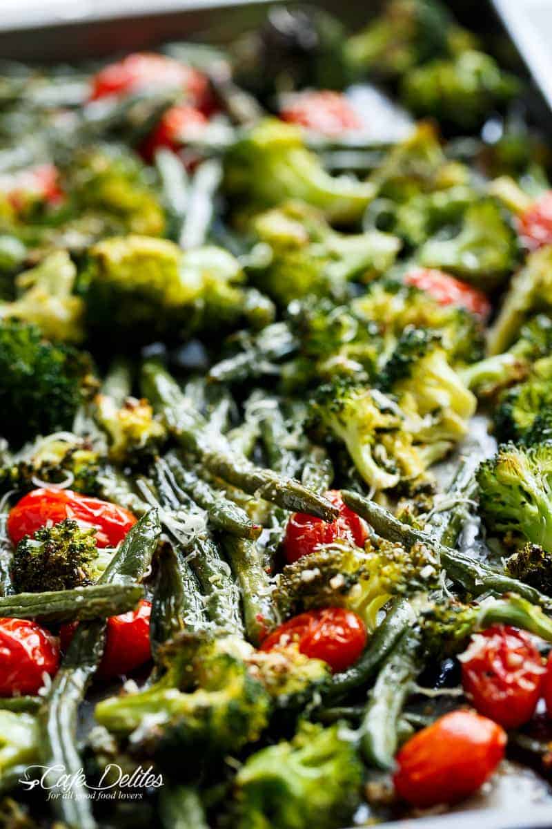 Sheet Pan Garlic Parmesan Roasted Broccoli  Sheet Pan Garlic Parmesan Roasted Broccoli  Green Beans