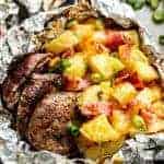 Steak & Cheesy Bacon Potato Hash Foil Packs | https://cafedelites.com