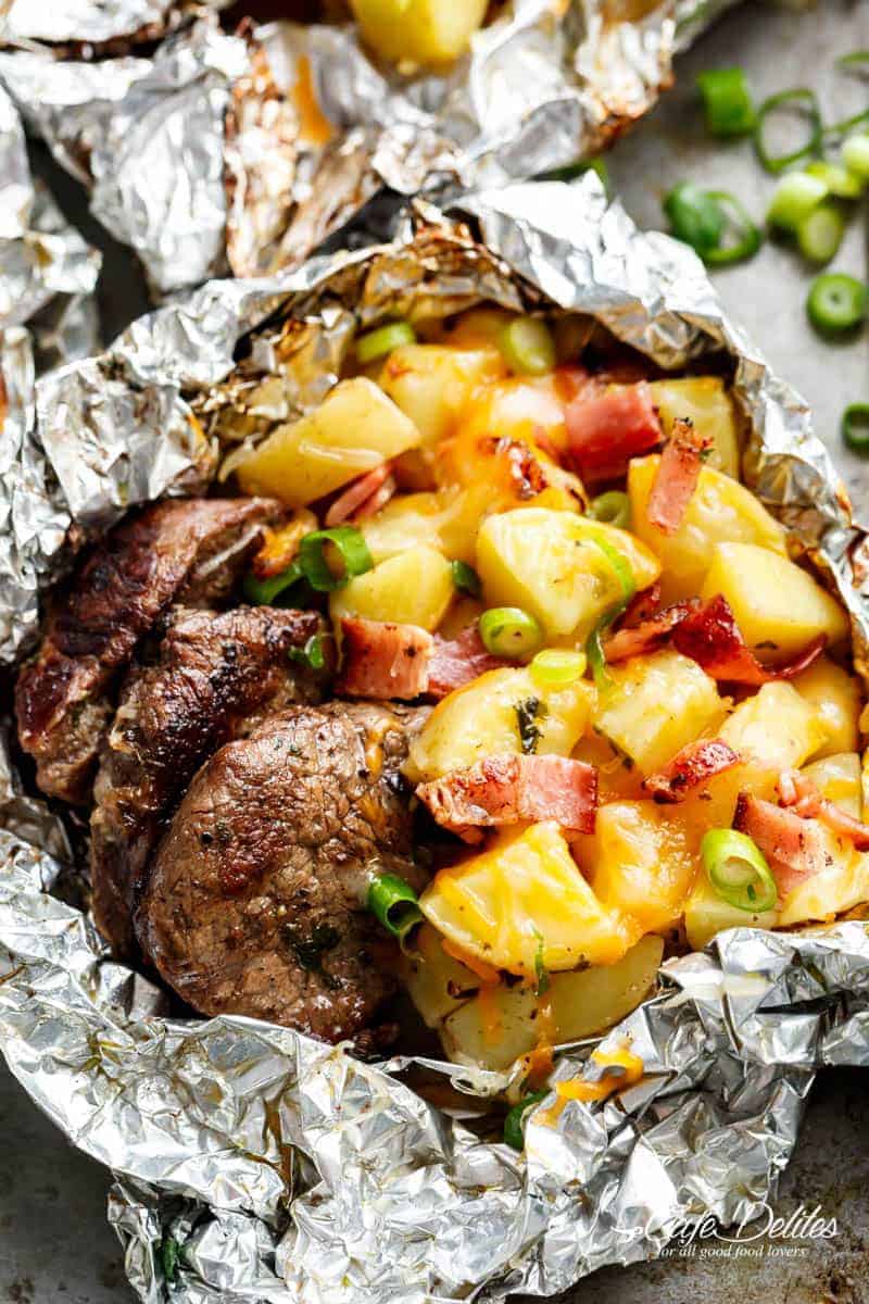 Cheesy Bacon Potato Hash Foil Packs 