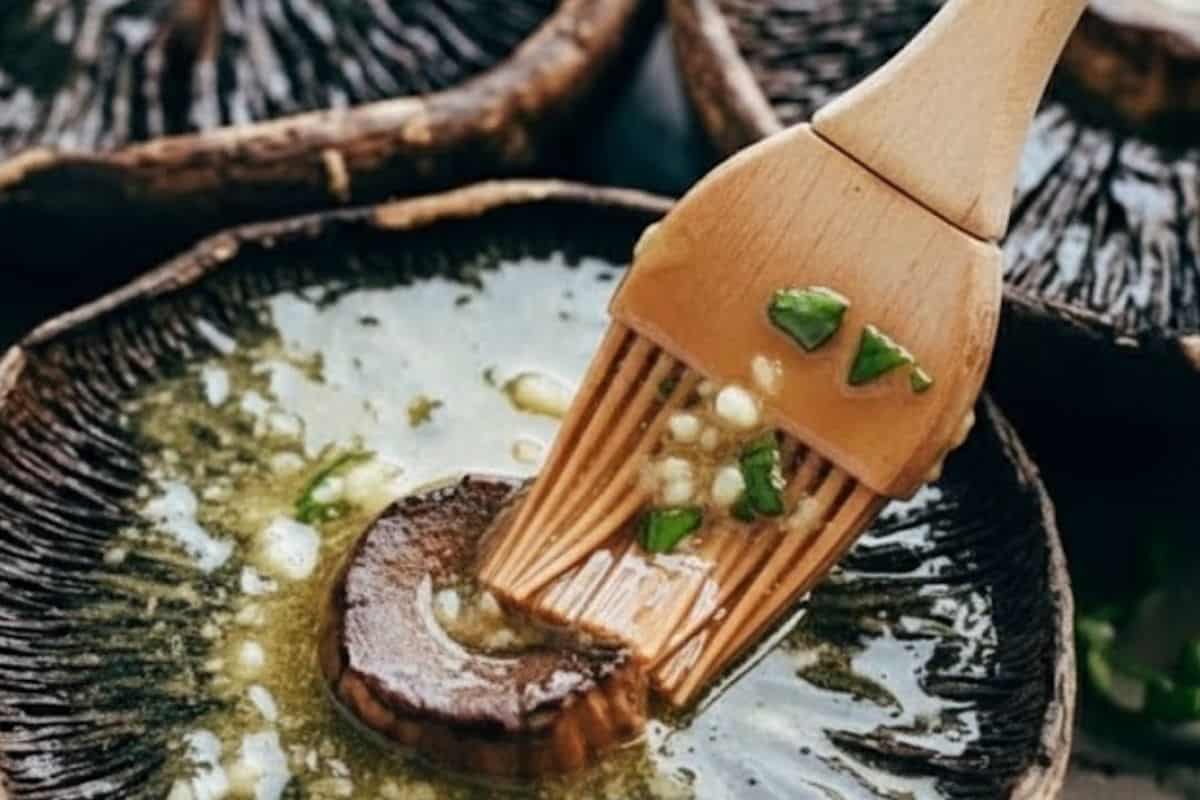 Coat each portobello mushrooms on all sides with the garlic butter.