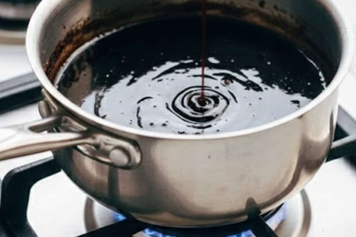 Simmer the balsamic vinegar with brown sugar