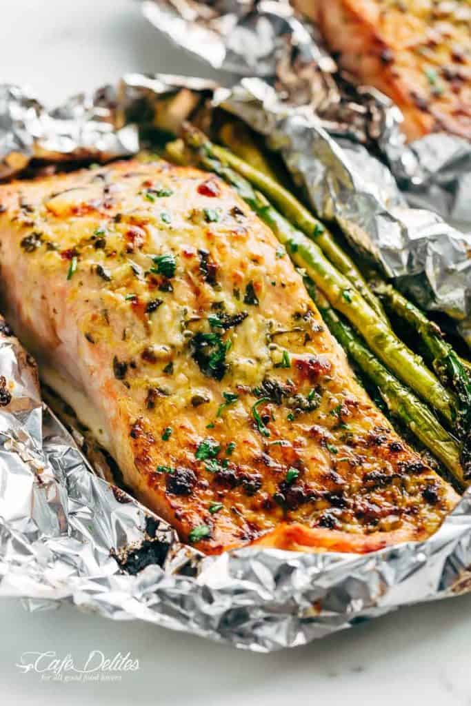 Lemon Parmesan Salmon & Asparagus Foil Packs Cafe Delites