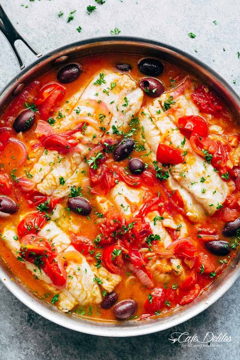 Pan Seared Fish With Tomatoes & Olives | Recipe Cart