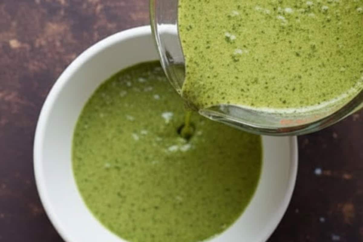 Pour out half of the dressing into a shallow dish for the chicken, and refrigerate the remaining untouched portion